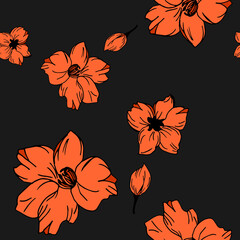 Seamless floral pattern with hand draw spring flower