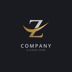 Initial letter Z with luxury gold swoosh logo template