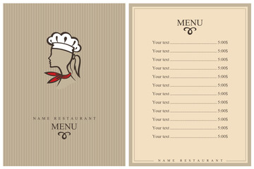 Obraz premium template restaurant menu design with lady chef