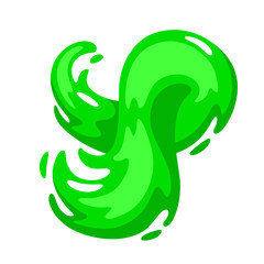 Abstract green swirl or paint blot. Color shiny swirl.