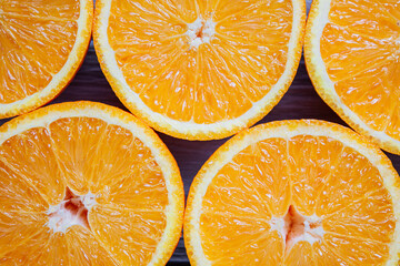 Sliced fresh oranges close-up.