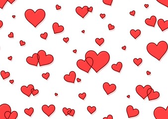 The Seamless background with red hearts. 