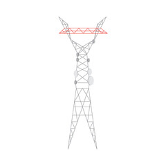 Telecommunications or mobile connection tower flat vector illustration isolated.