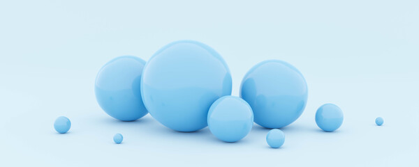 modern minimalistic design wallpaper with blue ball spheres 3d render illustration