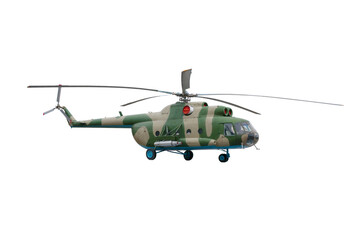 Military helicopter isolated on white background