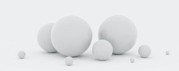White sphere balls minimalistic timeless design background wallpaper 3d render illustration