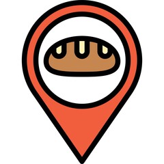 Location pin icon, Bakery and baking related vector
