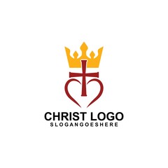 Church with crown logo template design vector illustration