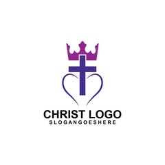 Church with crown logo template design vector illustration