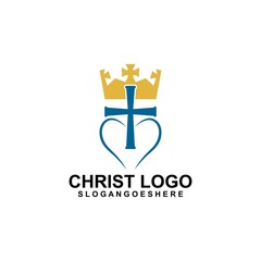 Church with crown logo template design vector illustration