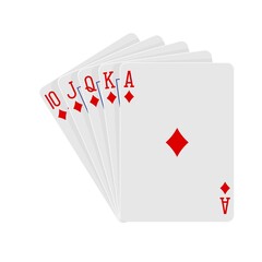 Playing cards suit diamonds on white background in vector EPS8