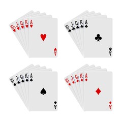 Playing cards suit hearts diamonds clubs spades on white background in vector EPS8