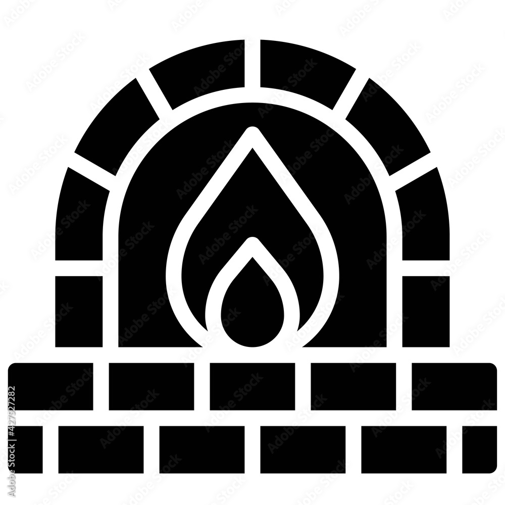 Wall mural Masonry oven icon, Bakery and baking related vector