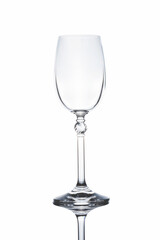 Small aperitif empty glass, on white background