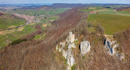 Fototapeta na wymiar Reussenstein Ruin at the Swabian Mountain Chain