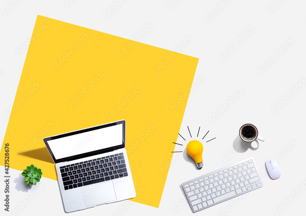 Poster computers with a light bulb