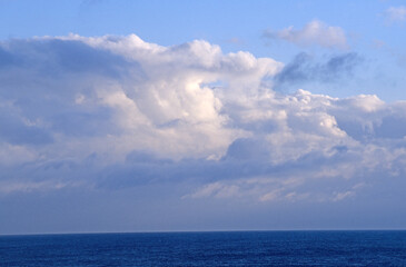 Cloud massing over the ocean. Late afternoon. 