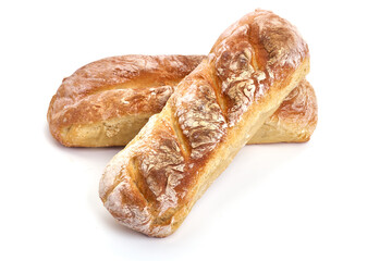 Freshly baked bread, isolated on white background. High resolution image