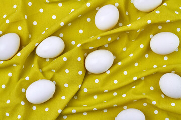 Top view white eggs composition.