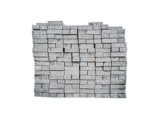 Stacked gray silicate brick isolated on white background.