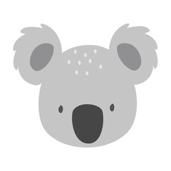 Hand drawn vector illustration of a cute funny koala face. Isolated objects. Scandinavian style flat design. Concept for children print.