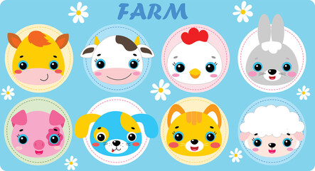 Fototapeta premium Farm set baby animal 