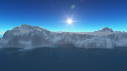 Ice berg on see 3d render