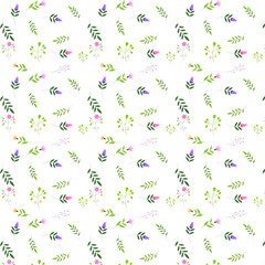 Wildflowers and twigs. Vector. Pattern.