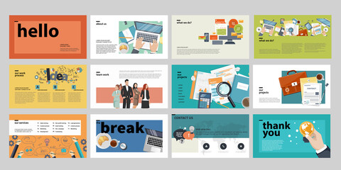 Naklejka na ściany i meble Business presentation templates. Flat vector illustration