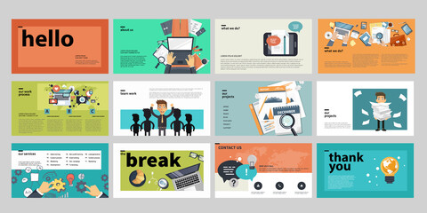 Business presentation templates. Flat vector illustration