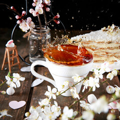 cup of tea with flowers
