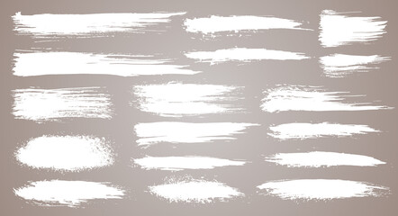  set of grunge artistic brush strokes, brushes. Creative design elements. Grunge watercolor wide brush strokes. White collection isolated on white background