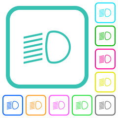 Dipped beam lights vivid colored flat icons