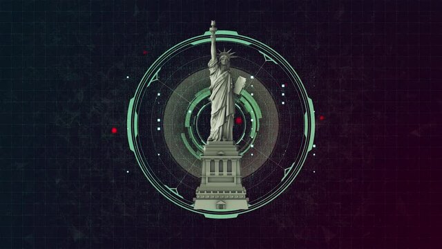 Statue of Liberty Set. New York landmark, American symbol. Science background 3D Render