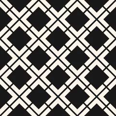 Fotobehang Bestsellers Vector geometrische naadloze patroon. Abstracte zwart-witte textuur met diamantvormen, ruiten, vierkanten, raster, rooster, grill, net. Stijlvolle moderne monochrome achtergrond. Eenvoudig herhalingsontwerp
