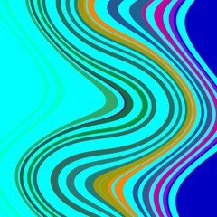 Blue green purle crcular waves abstract background with lines