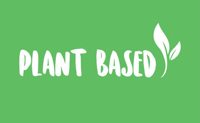Plant based emblem design. Vegan, veggie, vegetarian food representation.