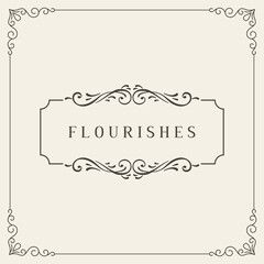 Retro wedding invitations, advertising or other design and place for your text. Flourishes frame. Vintage ornament greeting card template