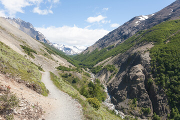 Fototapeta na wymiar Ascencio Valley hiking trail, Torres del Paine, Chile