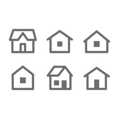 House vector icon set. Home simple linear symbols.