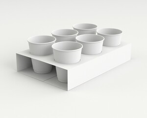 Mock up 3D set of six disposable cardboard glasses