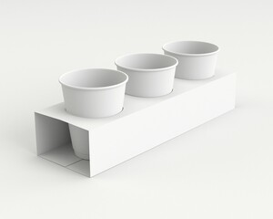 Mock up 3D set of disposable cardboard cup for coffee without cap
