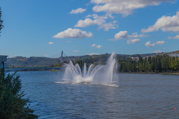 Water fountain over the Mondego river