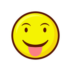 Cute social media face with tongue emoji on white background. Royalty Free.