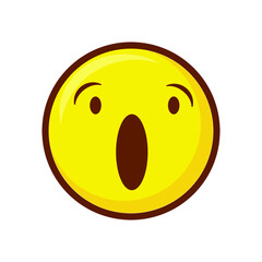 Cute social media face with open mouth emoji on white background. Royalty Free.