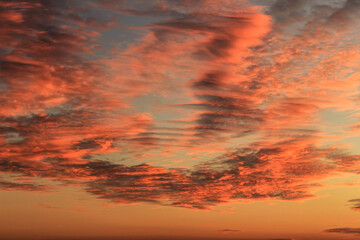 Beautiful pink clouds and sunset in Spain