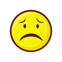 Cute social media frowning face emoji on white background. Royalty Free.