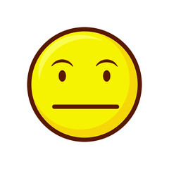 Cute social media neutral face emoji on white background. Royalty Free.