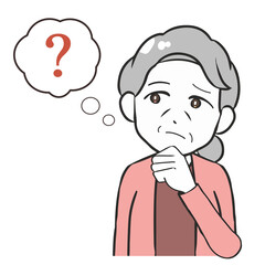物忘れ　上半身　高齢女性