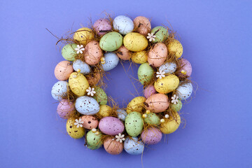 Easter eggs in a round shape.